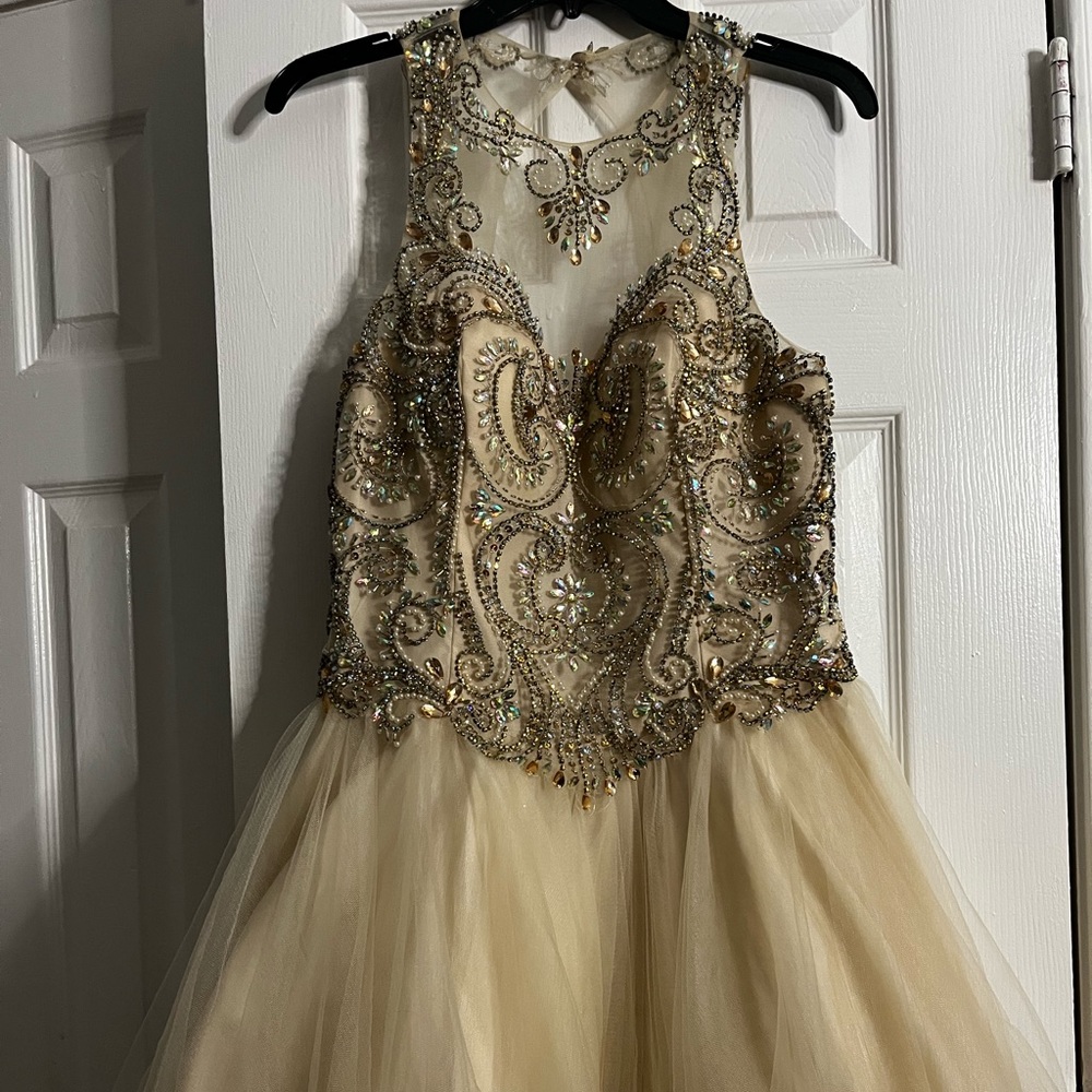 Beautiful Champagne short dress with beautiful beading
